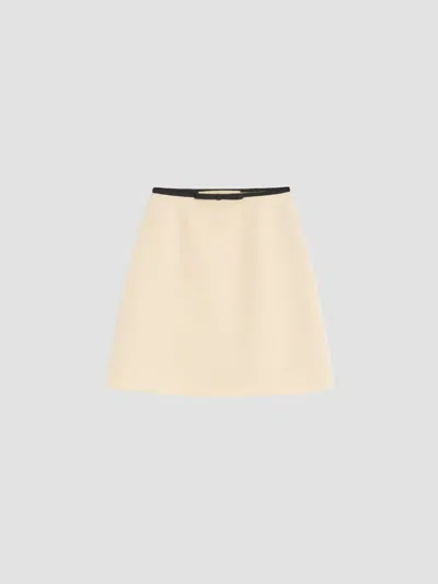 Valentino Women's Plain Wool Tweed Skirt In Brown