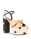 Valentino 125mm Vlogo Crasher Sequined Polka Dot Leather Platform Sandals In Gold