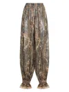 Valentino Beige Metallic Voyage Pleated Wide-leg Pants