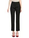 Valentino Women's Pleated Stretch-wool Straight-leg Pants In Black