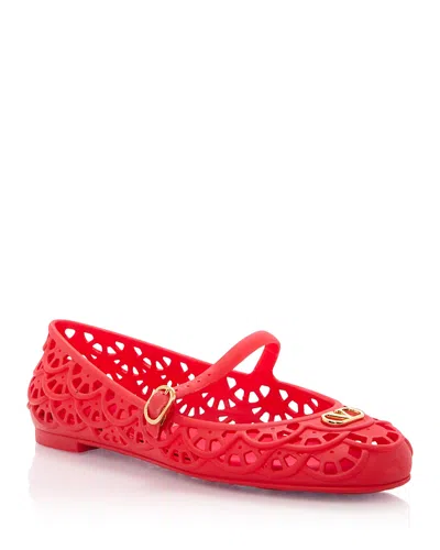 Valentino Garavani Women's Pm Embellished Ballet Flats In Red