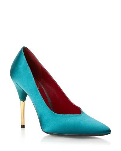 Valentino Garavani Enigme 105 Satin Pumps In Blue