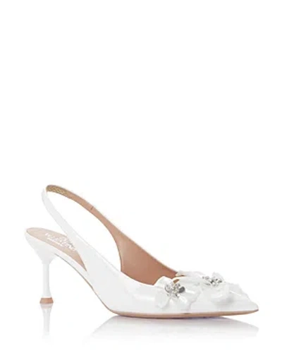 Valentino Garavani Women's Pointed Toe Slip On Slingback High Heel Pumps In White