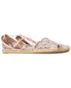 Valentino Women's Polyester Floral Lace Self-tie Espadrille Flat, Size 37  (authentic Pre-loved) In Multi