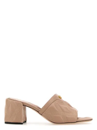 VALENTINO GARAVANI WOMEN'S POWDER LEATHER QUILTIE MULES