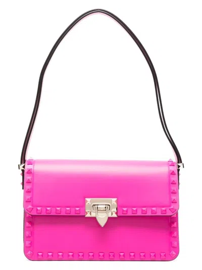 Valentino Garavani Women's Pp Leather Rockstud Shoulder Bag In Pink