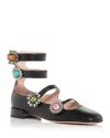 Valentino Crystal Embellished Flat Shoes In Black Multi