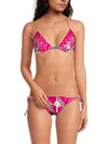 Valentino Archive Manifesto Printed Bikini In Pink Multi