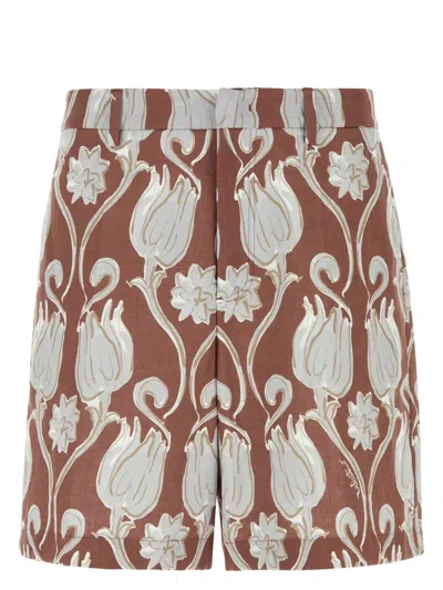VALENTINO WOMEN'S PRINTED LINEN BERMUDA SHORTS