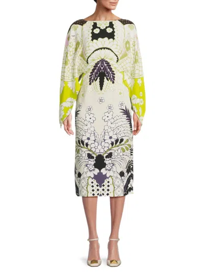 Valentino Women's Printed Silk Midi-dress In Yellow