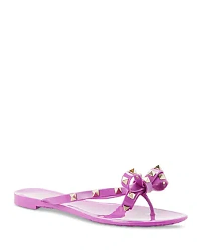 Valentino Garavani Women's Pyramid Studded Bow Thong Sandals In Violet