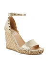 Valentino Rockstud Double 105 Leather Espadrille Wedges In Brown