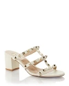 Valentino Garavani Women Rockstud Leather Mules In Light Ivory