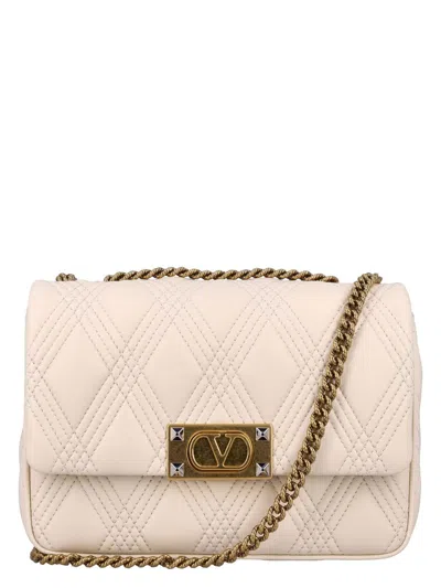 Valentino Garavani Women's Quiltie 67 Medium Shoulder Bag In Butter White