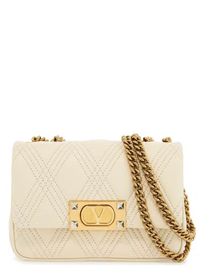 Valentino Garavani Quiltie 67 Small Leather Shoulder Bag In White