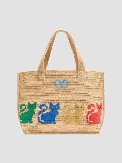 Valentino Garavani Women's Raffia Tote Bag In Brown