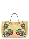 Valentino Raffia Vlogo Signature Shoulder Bag In Nude