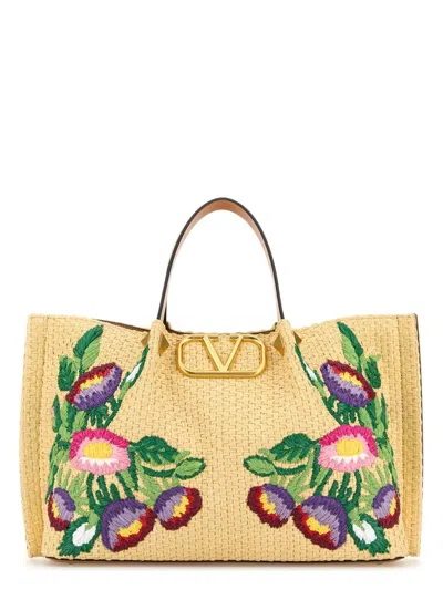 VALENTINO GARAVANI WOMEN'S RAFFIA VLOGO SIGNATURE HANDBAG
