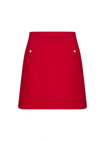 Valentino Women Red Crepe Couture Mini Skirt
