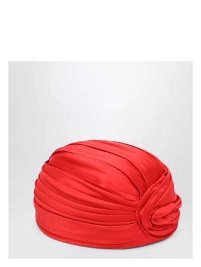 VALENTINO GARAVANI WOMEN'S RED SILK TURBAN
