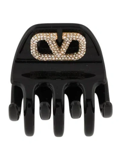 Pre-owned Valentino Garavani Women's Resin Vlogo Signature Hari Clip In Black