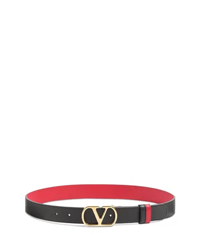 Valentino Garavani Women's Reversible Leather Belt In Black