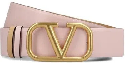 Valentino Garavani Valentino Vlogo 40mm Reversible Leather Belt In White