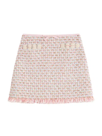 Valentino Women's Ribbon Tweed Skirt In Pink