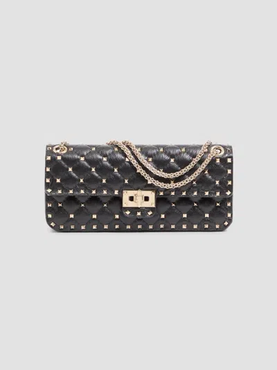 Valentino Garavani Women's Rock Stud Spike Medium Shoulder Bag In Kidskin In Black