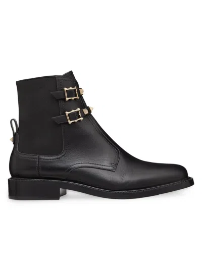 Valentino Garavani Women's Rockstud 20mm Calfskin Ankle Boots In Black