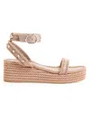 Valentino Garavani Rockstud Flatform Sandal In Calfskin 45mm Woman Rose Cannelle 39 In Brown