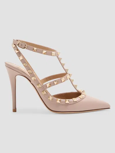 Valentino Garavani Women's Rockstud Ankle Strap 100mm Pumps In Brown