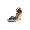 Valentino Rockstud 105 Textured-leather Espadrille Wedge Sandals In Black