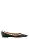 Valentino Rockstud Patent Leather Ballet Flats In Neropoudre