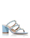 Valentino Women's Rockstud Block Heel Slide Sandals In Blue