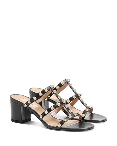 VALENTINO GARAVANI WOMEN'S ROCKSTUD BLOCK HEEL SLIDE SANDALS