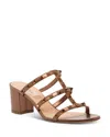 Valentino Studded Block Heel Leather Sandals In Bronze