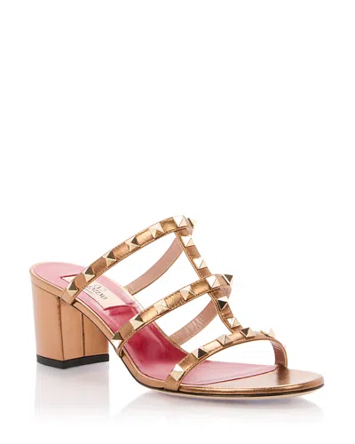 Valentino Garavani Women's Rockstud Block Heel Slide Sandals In Multi