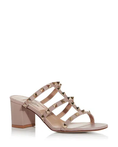 VALENTINO GARAVANI WOMEN'S ROCKSTUD BLOCK HEEL SLIDE SANDALS,ZW2S0C47VOD