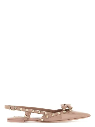 VALENTINO GARAVANI WOMEN'S ROCKSTUD BOW SLINGBACK BALLERINA SHOES