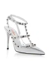 Valentino Garavani Rockstud Mirror-effect Pump With Matching Straps And Studs 100mm Woman Silver 40