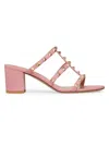 Valentino Garavani Rockstud Calfskin Leather Slide Sandal 60 Mm Woman Candy Rose 42