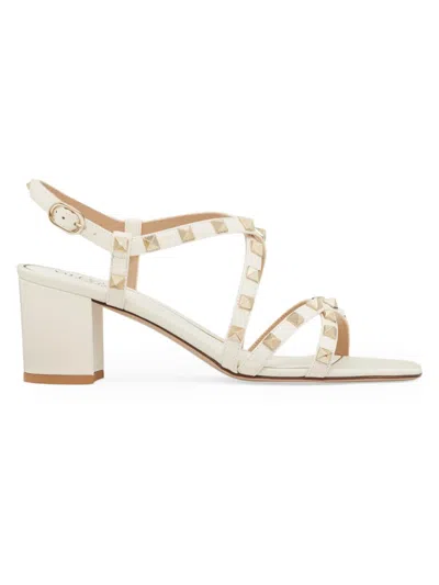 Valentino Garavani Women's Rockstud Calfskin Sandals 60mm In Light Ivory