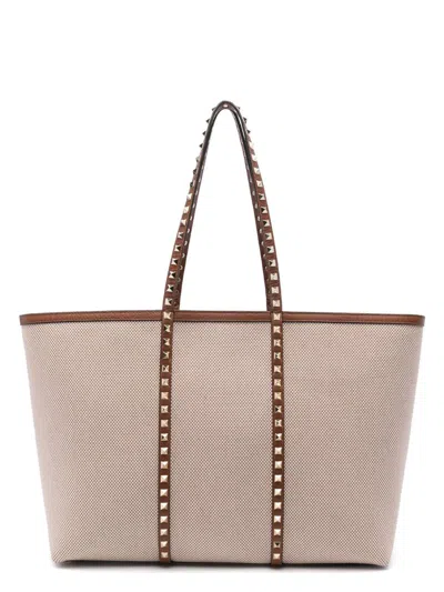 VALENTINO GARAVANI WOMEN'S ROCKSTUD CANVAS MEDIUM TOTE