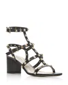 Valentino Garavani Women's Rockstud City Block Heel Sandals In Black/gold