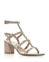 Valentino Women's Rockstud City Block Heel Sandals In Poudre/gold