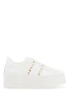 Valentino Rockstud Elegant Sneakers With Golden Studs For Women In White