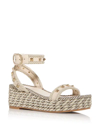 Valentino Garavani Women's Rockstud Embellished Espadrille Sandals In Light Ivory