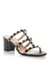 Valentino Garavani Rockstud Calfskin Leather Slide Sandal 60 Mm Woman Marine 39 In Black