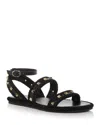 Valentino Torchon Rope-trimmed Studded Leather Sandals In Black